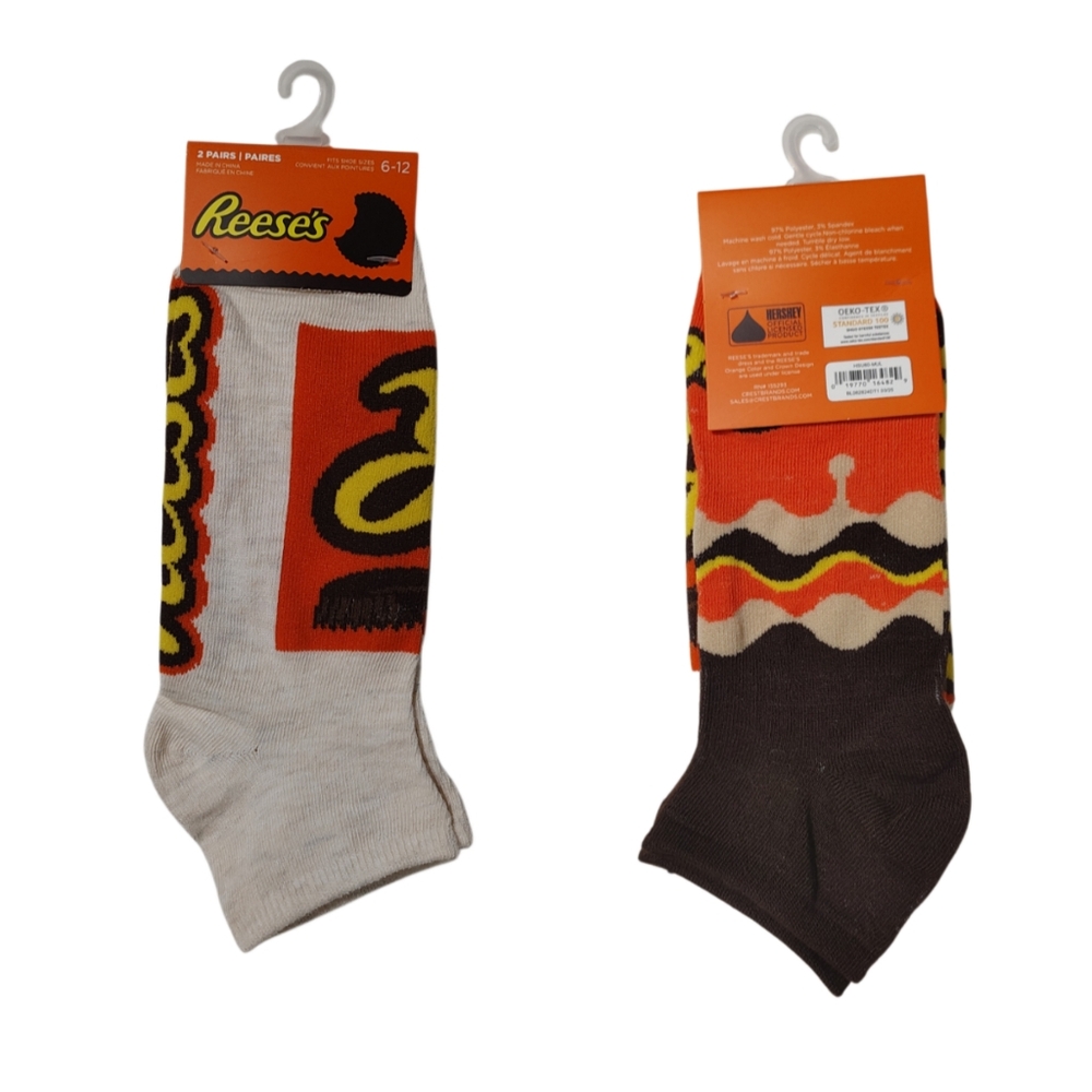 2 Pair Iconic Reese's Socks Unisex Ankle Socks   Giftable Bundle And Save